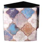 Square morocco blue folding faux leather puff cm38x38h38