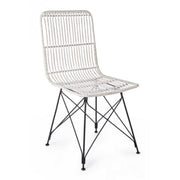 Contemporary style chair in steel and kubu White LUCILA 45x55x h85 cm