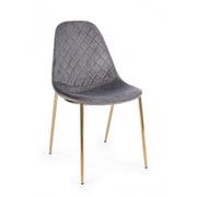 Living room chair in gray velvet with gold legs