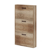 Slim shoe cabinet in melamine wood 3 flaps Country Walnut 108x65x15 cm