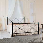 Double iron bed structure with black ALBA footboard
