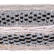 Oval white blue wicker weaving basket cm67/75x42h12