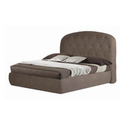Button1 Mink Upholstered Double Bed with Rounded Headboard and Storage