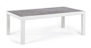 Outdoor coffee table in white aluminum KLEDI LUNAR 120x70x h43 cm