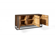 Ethnic sideboard in brown and gray mango wood 160 x 45 x h 85 cm
