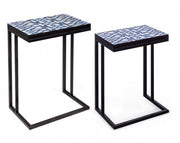 Set of 2 NEAPOLIS coffee tables in steel with mdf top decorated with print 62.5h 56h cm