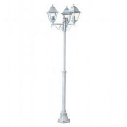 Telescopic Aluminum Cast with Transparent Glass Diffusers - Max Lamp Height 170mm - White Silver Ground Fixing Triangle