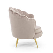 Retro armchair in light gray velvet peacock model