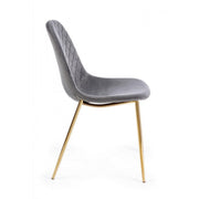 Living room chair in gray velvet with gold legs