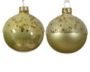 Matte Enamel Glass Christmas Ornament with Star Topper, Assorted Pistachio Colors, 6cm Diameter
