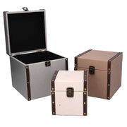Eco-leather box 1-3 neutral square cm22x22h22