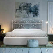 Iron double bed with eco-leather bed frame SABRINA White 166x208x h128 cm