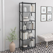 Alvin bookcase with 6 anthracite shelves with metal structure