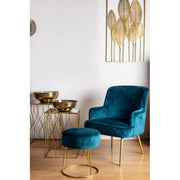 CLARISSA blue velvet pouf diameter 35x h40 cm