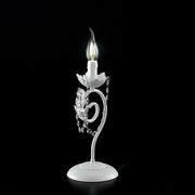 Table lamp in white iron Shabby strass damask one light 16x h39 cm