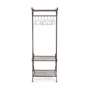 Brown steel coat rack with three shelves Brown MELANIE 55x46x h170 cm