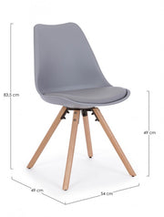 Modern chair wood plastic imitation leather gray New trend 59 x 49 x 83.5 cm