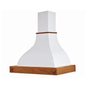 DIAMANTE white rustic kitchen hood with walnut color inlay wooden frame 90 cm
