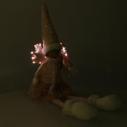 Pink fabric led angel cm13x10h52