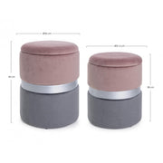 Set of two modern gray pink gray openable poufs