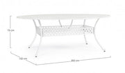 Ivrea white oval aluminum garden table 148x201 cm