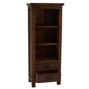 Mobile libreria noce country con 3 vani a vista e 2 cassetti 60x36xh. 150 cm