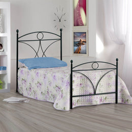 Single iron bed with black footboard ALICE 92x208x h128 cm