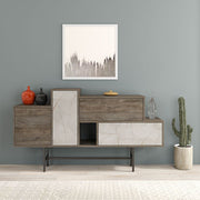 Hermes sideboard in dark coffee color with marble effect doors and drawers 160 cm