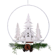 Led metal garland with white churchcm25x7x47,5