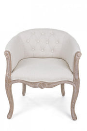 Classic armchair in wood and natural fabric Diva