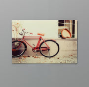 Glass print 70x70 cm with multicolored canvas