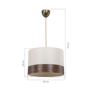Suspension lamp Alfina white fabric wood effect band ASZ1668