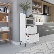 White Drawer and Oak Shelf Mobile Unit L 60 x W 36 x H 136 cm