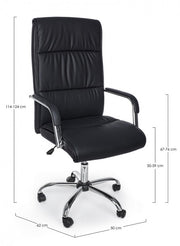 Office armchair with Queensland armrests in black eco-leather