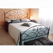 Wrought iron double bed with black silver footboard NARCISO 170x202x h131.5 cm