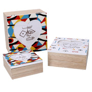 Wooden box 1-3 multicolor square cm18x18h9