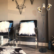 Large MDL3812 floor lamp in woven iron with 3 glass lights