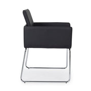 Chair with armrests in imitation leather Black SIXTY 60x54x h80.5 cm