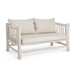 Sofa with Sahel cushions in teak wood