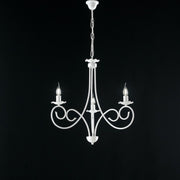 Suspension chandelier in shabby white iron three lights 50x h60 cm