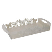 Rectangular cream butterfly metal tray cm41x20h6,5