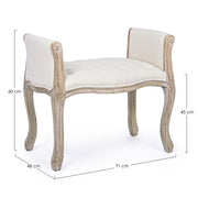 Classic single bench in wood and natural fabric Diva