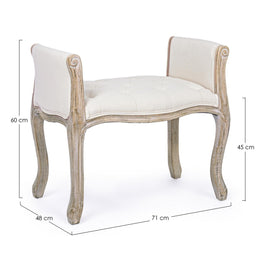 Classic single bench in wood and natural fabric Diva