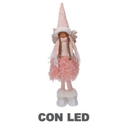 Pink fabric led angel cm15x10h52