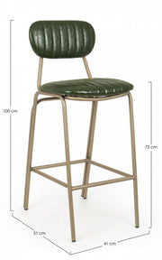 Addy dark green vintage bar stool 41x51x100h cm