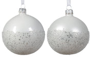 Winter White Matte Enamel Glass Christmas Ball Ornament ø 8cm