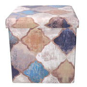 Square morocco blue folding faux leather puff cm38x38h38