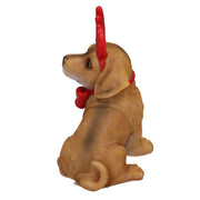 Resin dog with horns and bow 17x10h17 cm
