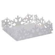 Square white snowflake metal napkin holder cm16,5x16,5h5