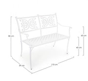 Bench Giglio white for outdoor use cm 110 x 59 x 85 h